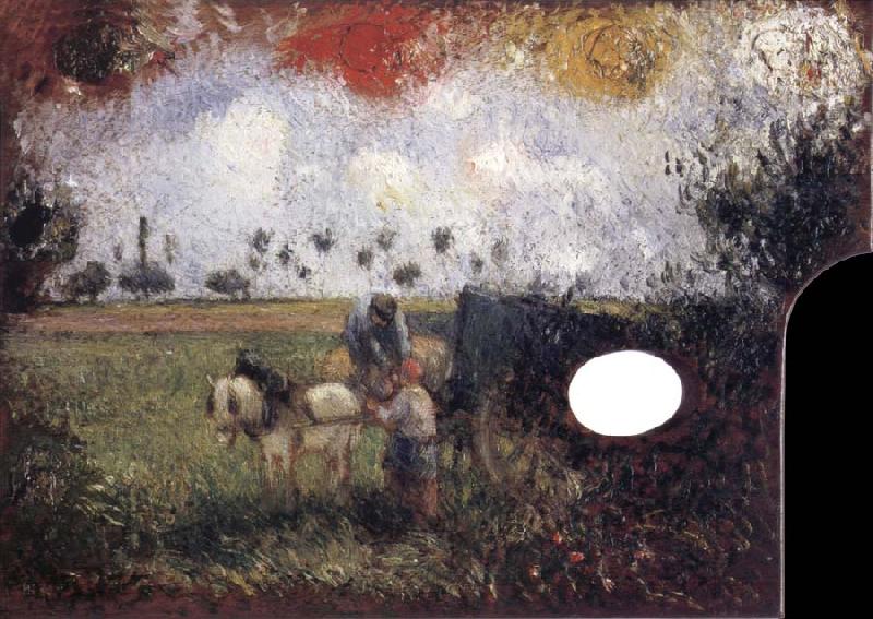 Camille Pissarro The artist-s palette with a landscape